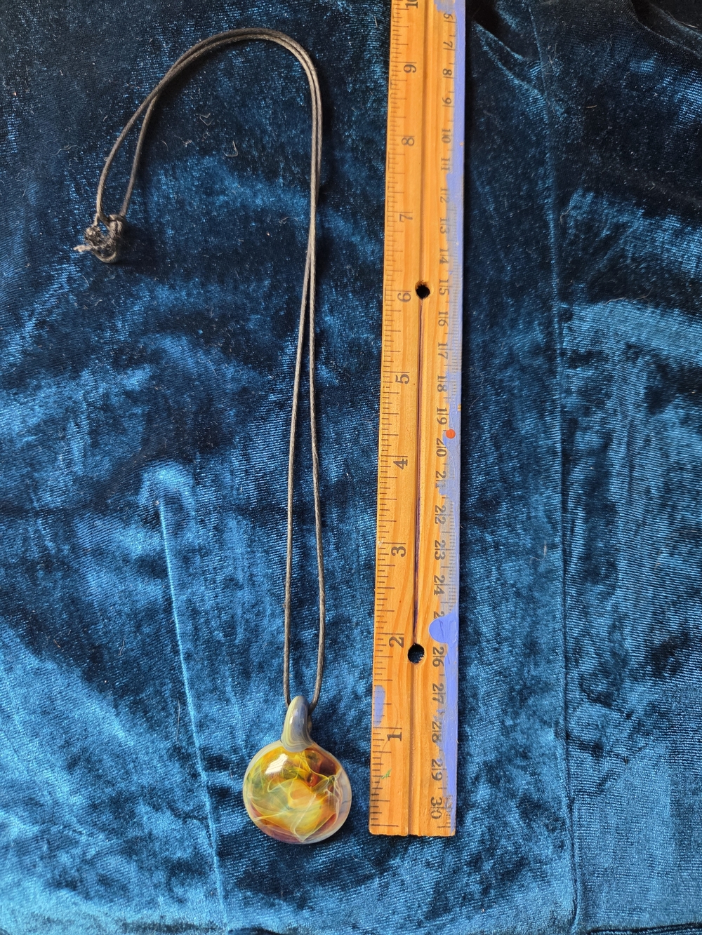 Artisan Multicolor Glass Pendant Necklace - Yellow & Orange - Picture 4 of 7